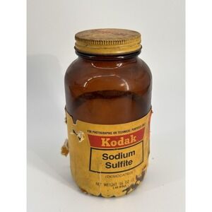Vintage Kodak Sodium Sulfite (Desiccated) 1LB Amber Glass Bottle